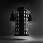 Black and White Patterned Vertical Stripe Polo