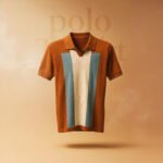 Orange ,Blue and Cream Color Block Knit Polo