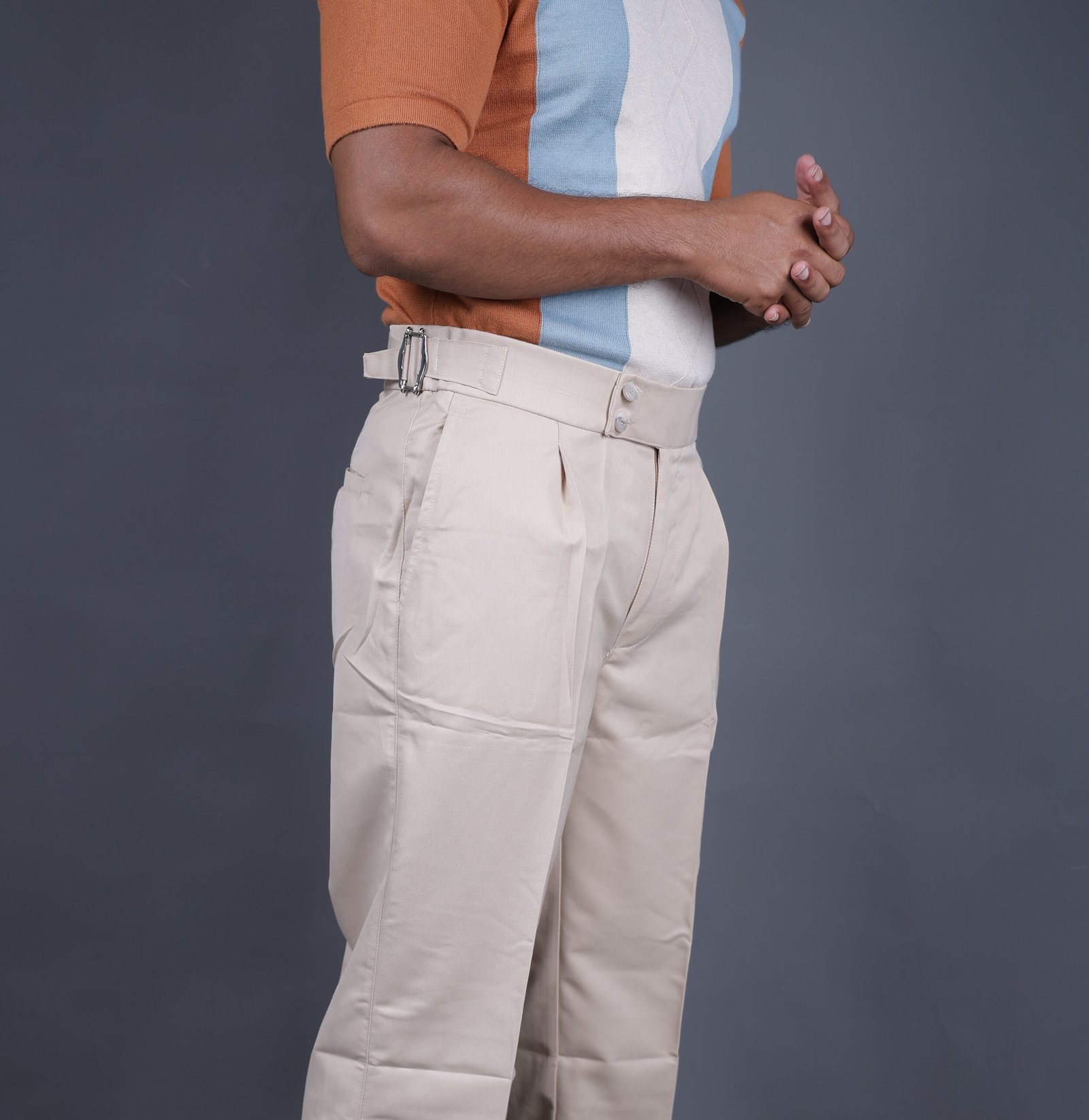 Cream Straight Fit Gurkha Pant
